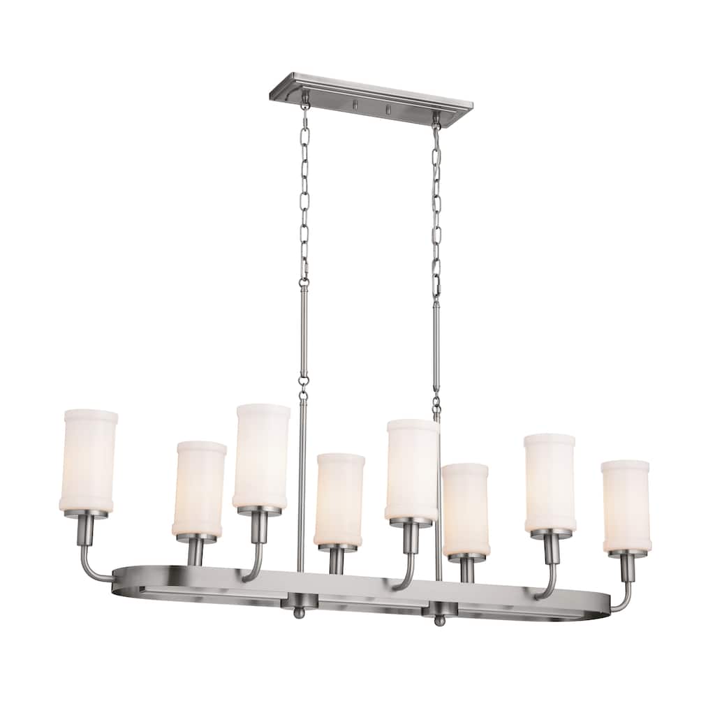 Kichler Lighting Vetivene 48 inch 8-Light Linear Chandelier Classic Pewter with Opal Glass