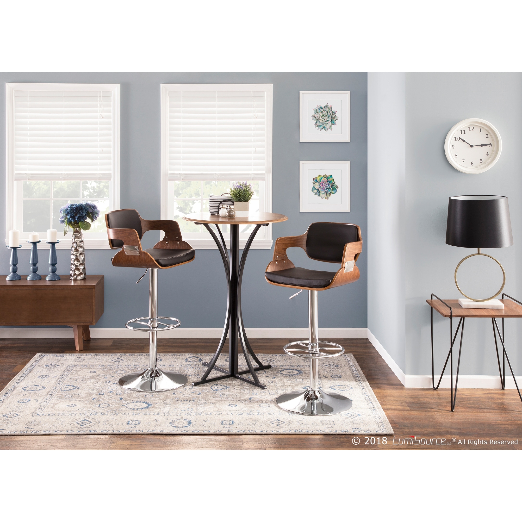 LumiSource Fiore Barstool Walnut and Brown LumiSource Fiore Barstool Walnut and Brown