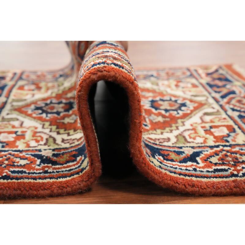 Hand Knotted Oriental 100% Wool Carpet Traditional Medallion Oranges & Rust Heriz (serapi) Area Rug - 3' 0'' X 2' 0''