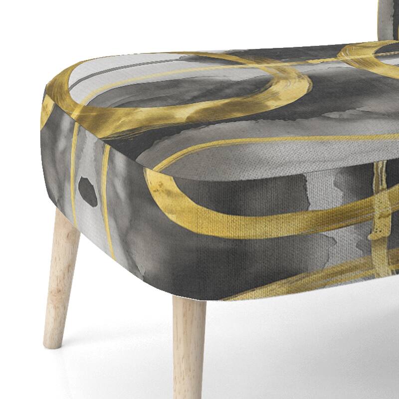 Designart "Mettalic Indigo And Gold II" Upholstered Abstract Accent Chair - Glam Arm Chair For Living Room