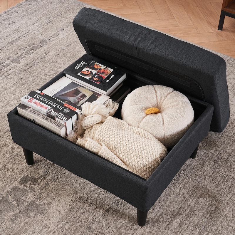 Upholstered Armchair and Storage Ottoman Set with Cup Holders and Tufted Detailing