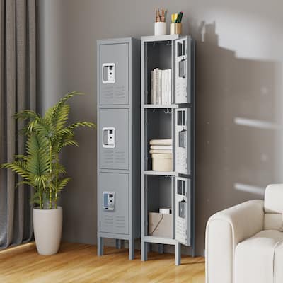 66"H Metal Lockers for Employees with 3 Door Storage Locker for Employees Gym School Home Office Garag