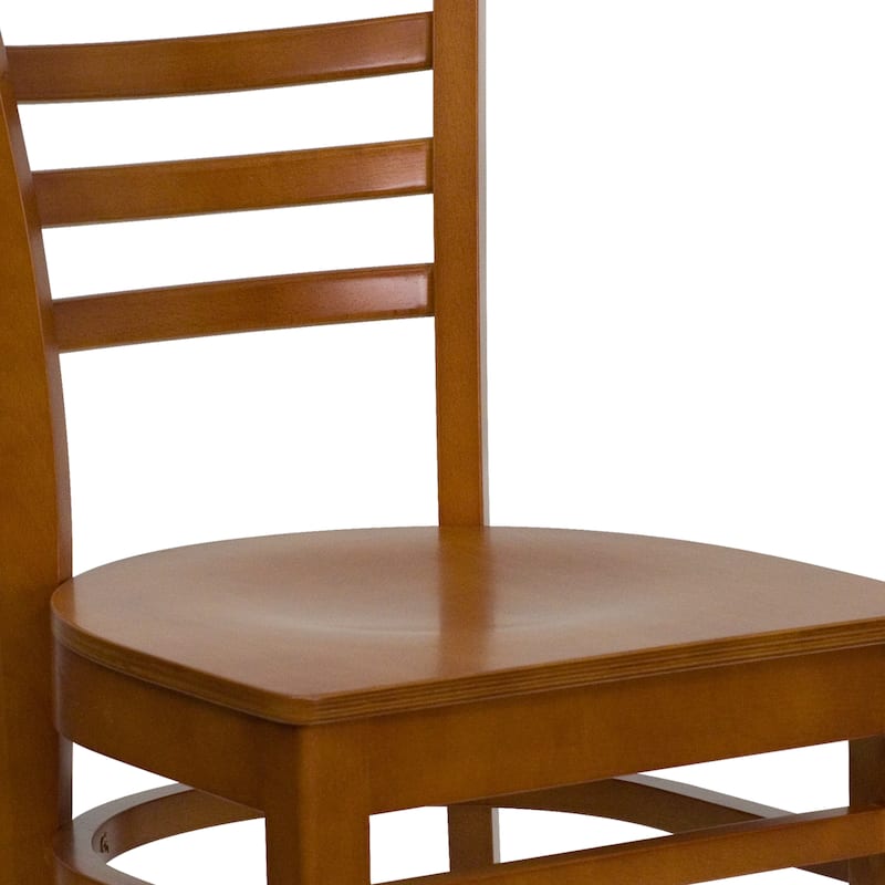 Ladder Back Wooden Restaurant Chair - 17.25"W x 20"D x 33.75"H