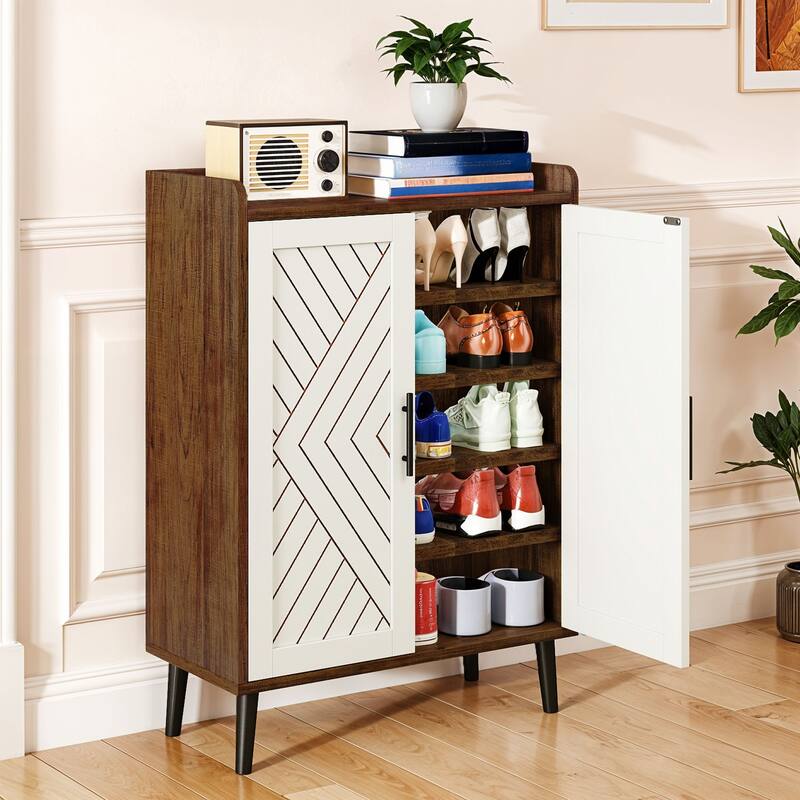 Moasis Shoe Storage Cabinet with Doors, 5-Tier Freestanding Shoe Organizer for Entryway