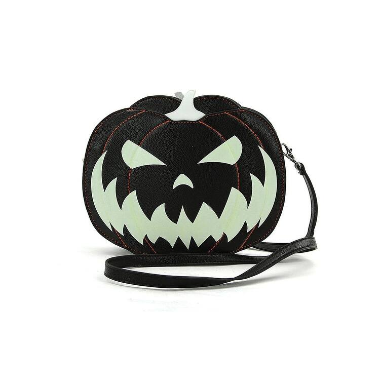 Glow In The Dark Jack O Lantern Pumpkin Crossbody Bag In Vinyl