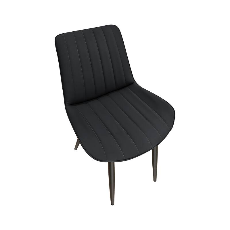 PU Leather Dining Chair with Metal Legs, Wave Pattern Upholstered Armless Chair Set of 6 for Kitchen, Living