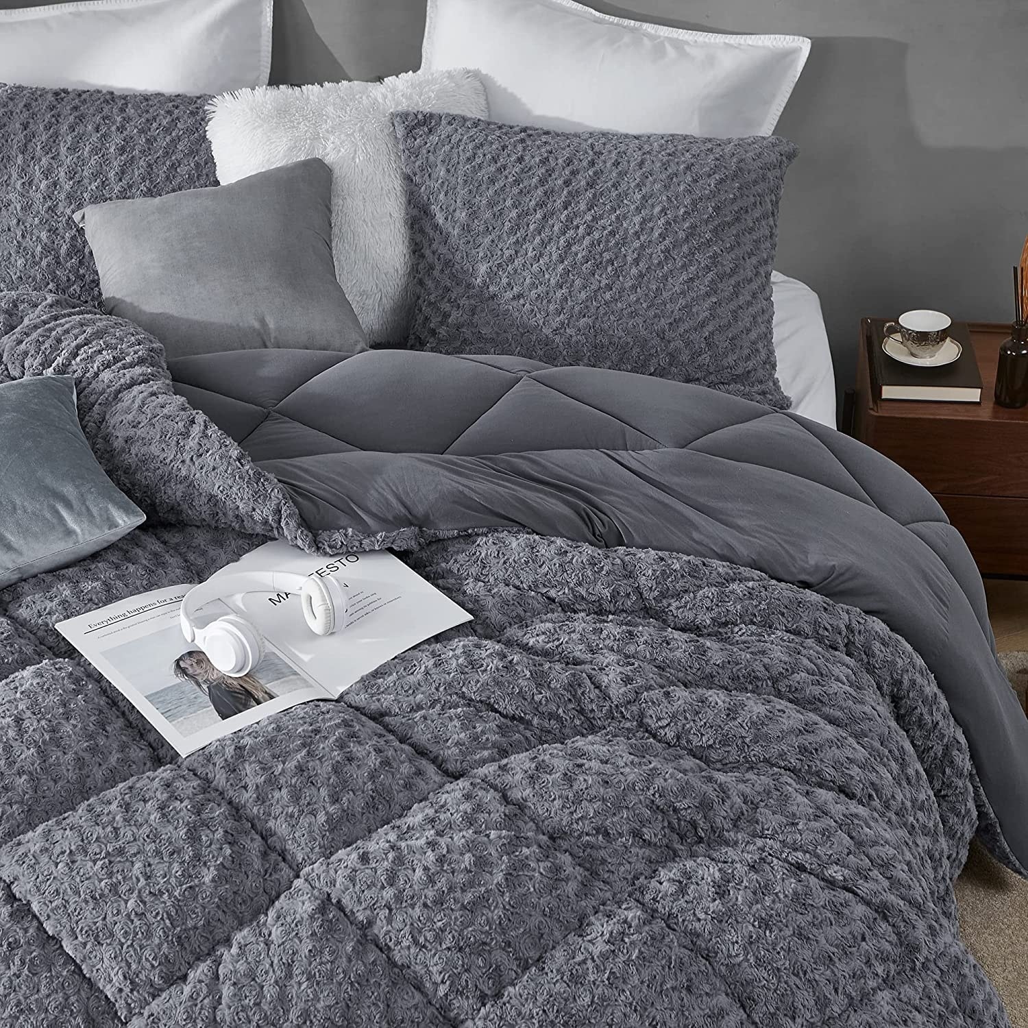 Gray king shop size pillow shams