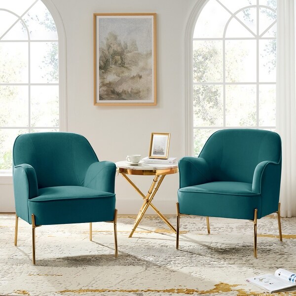 Nora Velvet Button Tufted Accent Chair, Polished Gold - Bed Bath