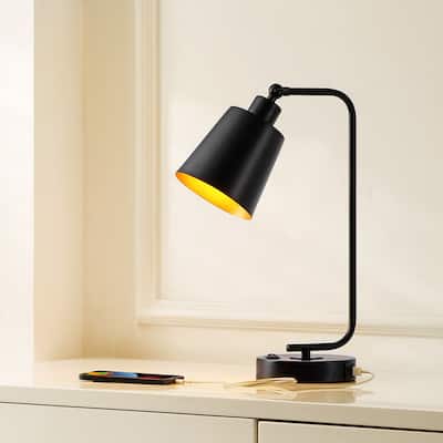 SAFAVIEH Lighting Nobel 18-inch Desk Task Table Lamp with USB Charging Port (LED Bulb Included)
