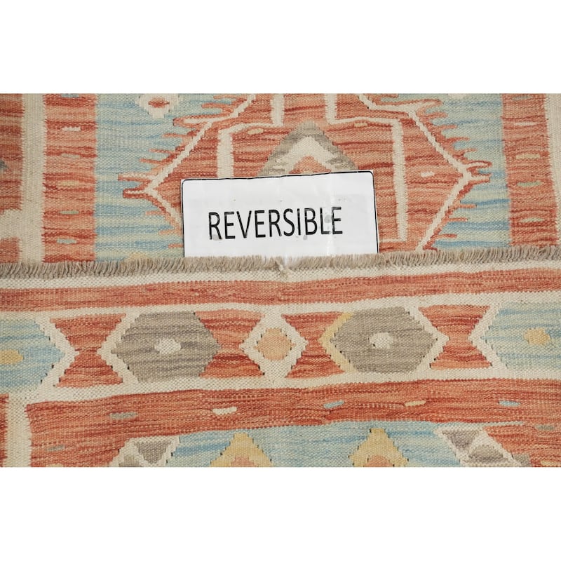 Hand Woven Oriental 100% Wool Carpet Southwestern Tribal Navy Blue & Blues Kilim Area Rug - 5' 11'' X 4' 0''
