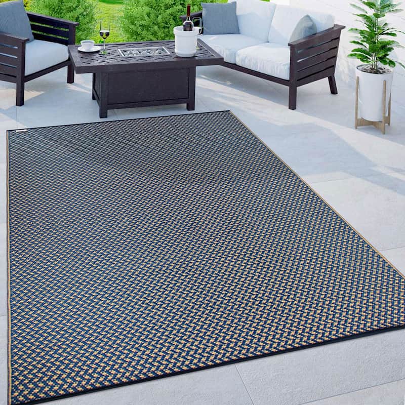 Contemporay Solid Reversible Plastic Outdoor Rugs - 3'x5'