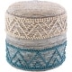 preview thumbnail 1 of 3, Jacotte Bohemian Jute 18-inch Cylinder Pouf Pouf - 18" x 18" x 16" - Polyester - Denim