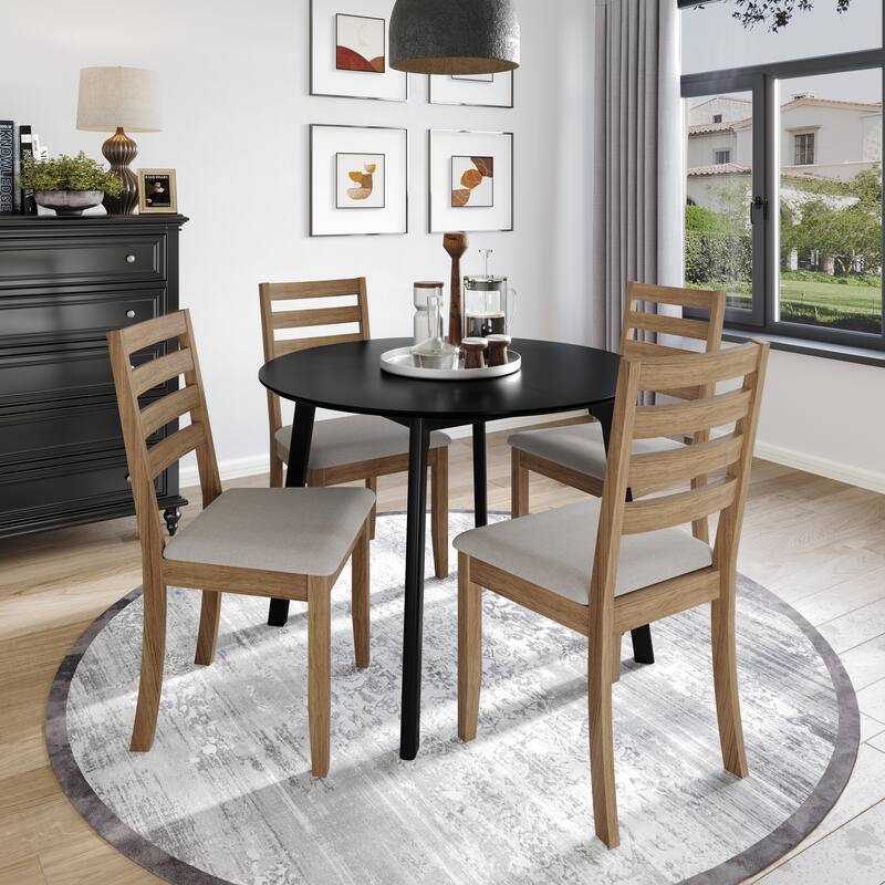 CraftPorch Timeless 4-Piece Chair and Round Table Wooden Dining Set