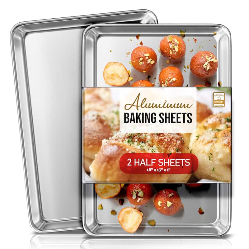 JoyTable Aluminum Steel Non-stick Baking Sheet/Cookie Sheet Set - Half Sheet Pan - 2 Piece