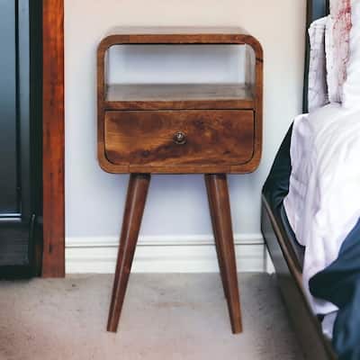 Artisan Furniture Solid Wood Mini Chestnut Curve Open Nightstand