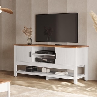 Moasis 55-inch Mid-Century Modern TV Stand with 2 Cabinets - Bed Bath ...