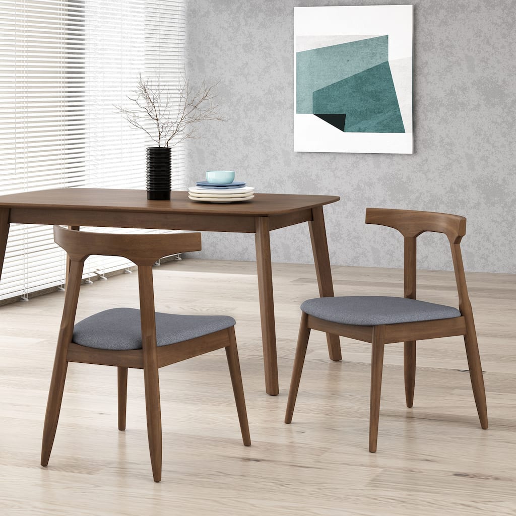 Rubber Wood Dining Chair with Upholstered Seat Wide Angled Legs