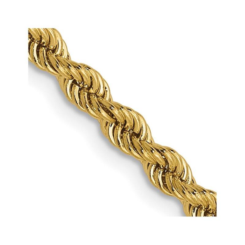 Curata 14k Solid Lobster Claw Closure 2.75mm Handmade Regular Rope Chain Bracelet