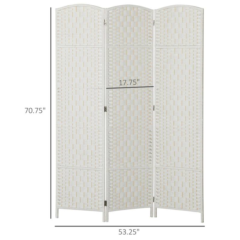 Nature Wood-White Poplar Paper Rope Folding Room Divider with Panels