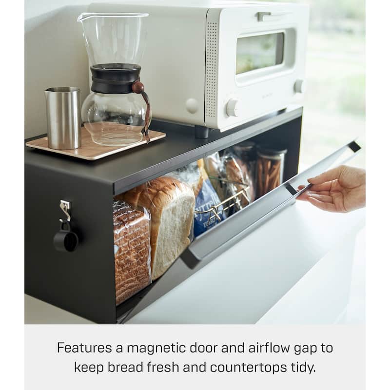 Yamazaki Home Bread Box - Wide, Steel, 32L, Holds 22 lbs - L 11.81 x W 24.49 x H 8.66 inches