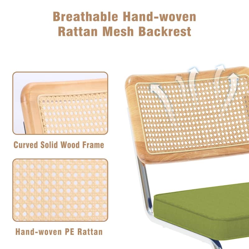 Cozywor Outdoor Upholstered Ratten Dining Side Chairs with Cushion (Set of 2)