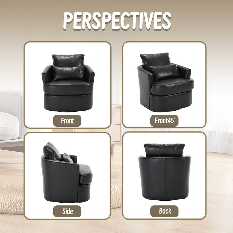 32.68" Swivel Barrel Chair with Metal Base