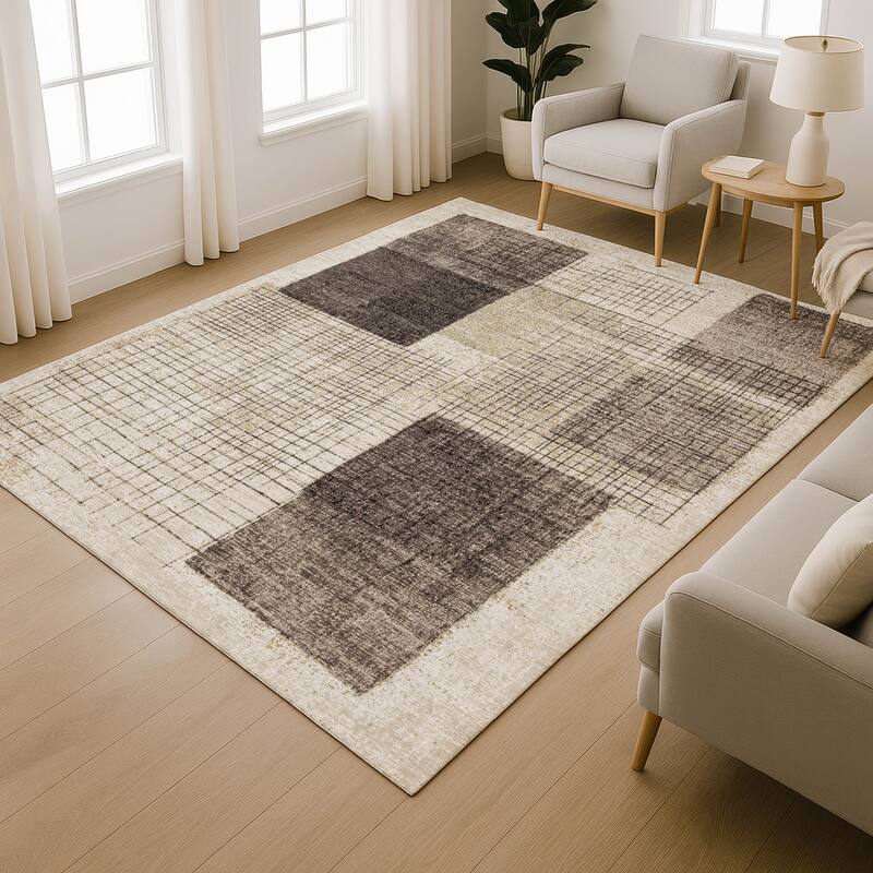 Premium Washable Super Soft Geo Hatch Mayfield Rug