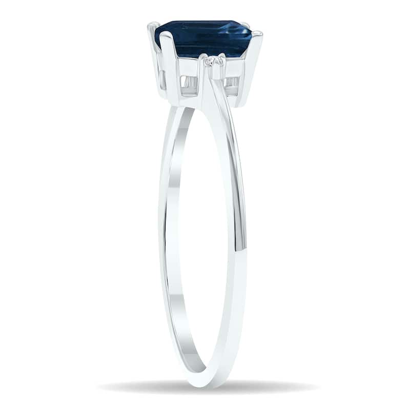 Women's Sapphire and Diamond Classic Band in 10K White Gold