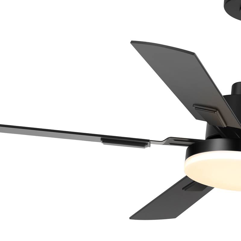 48"/52"/60" Modern Black LED Ceiling Fan with Light Remote (5/6 Reversible Blades)