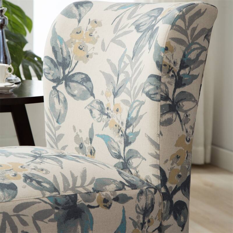 Armless Fabric Accent Chair with Sturdy Wood Frame