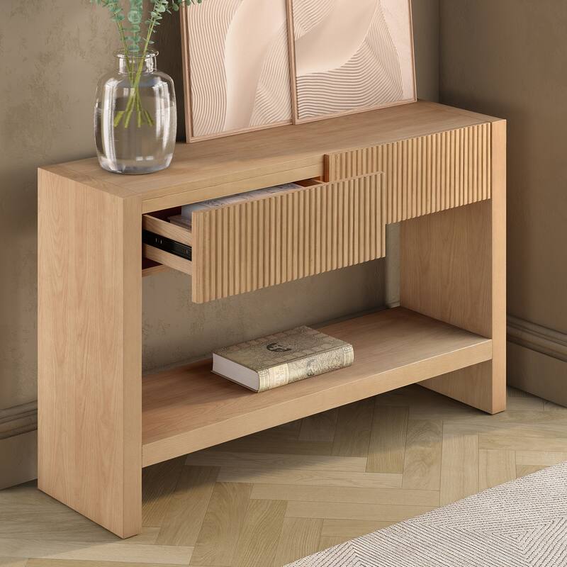 Manzanita 48" Wide Rectangular Solid Wood Fluted Console Table - 48" Wide