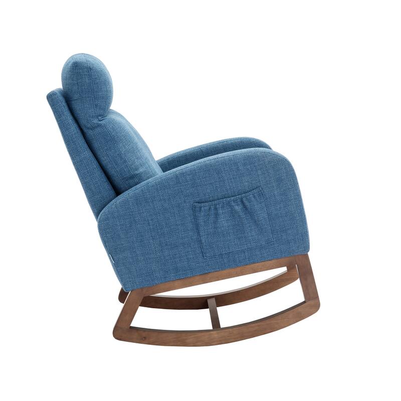 GDFStudio - Amelia Linen Upholstered Rocking Chair with Spacious Seat and Tall Back Design