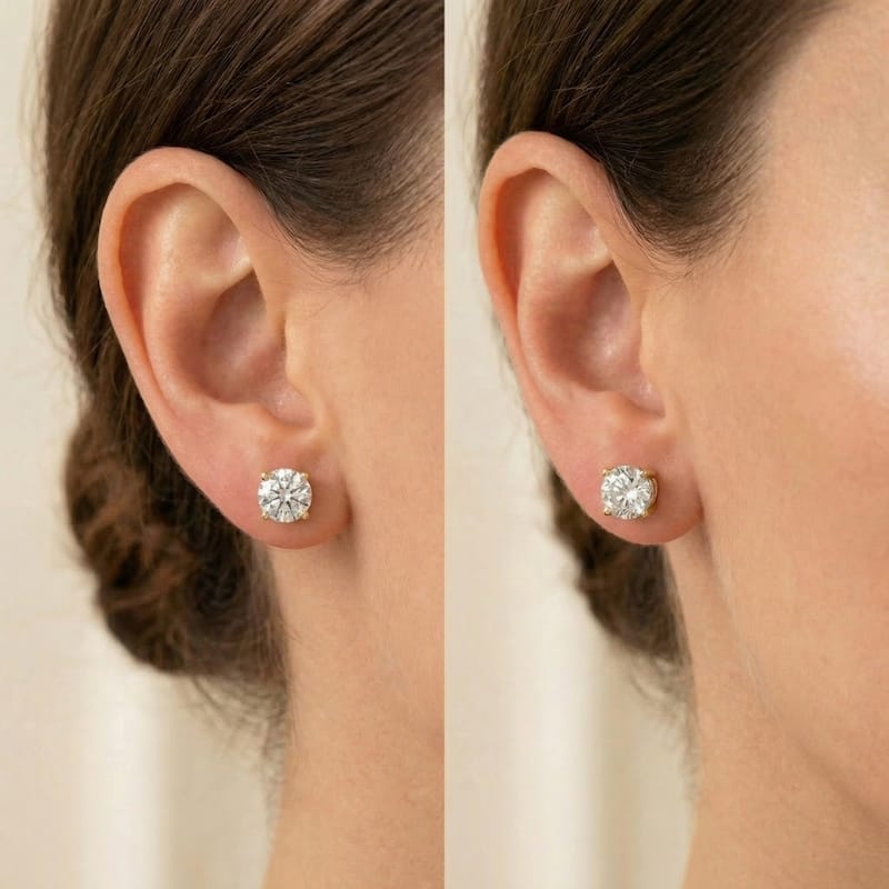 Bliss Diamond 2 Carat Lab Grown Diamond Studs Yellow Gold With Screw Backs