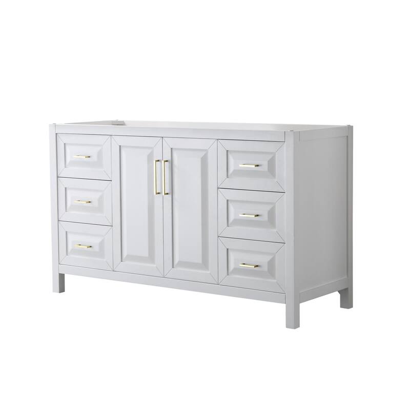 Wyndham Collection Daria 59" Single Free Standing Vanity Cabinet Only - White / Brushed Gold Hardware