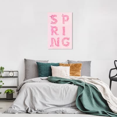 Wynwood Studio Prints Typography and Quotes Spring Flowers Type Pink and Light Pink Tropical Wall Art Canvas Print
