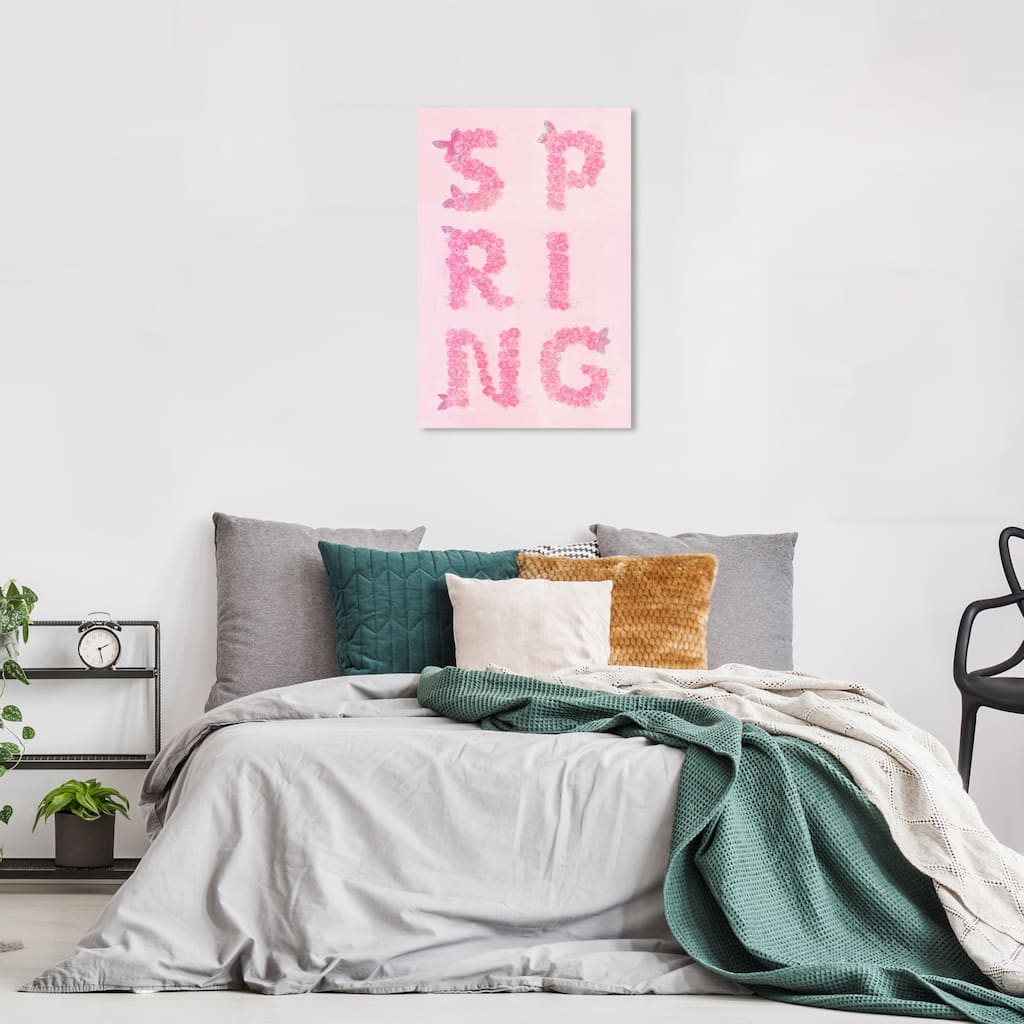 Wynwood Studio Prints Typography and Quotes Spring Flowers Type Pink and Light Pink Tropical Wall Art Canvas Print