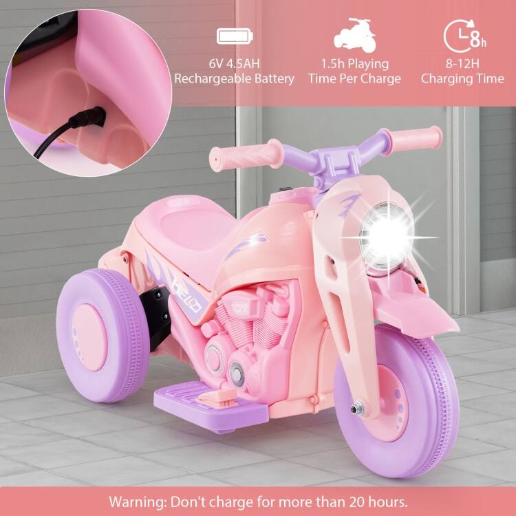 6V Kids Electric Ride on Motorcycle with Bubble Maker and Music - 32"x 14" x 17"