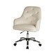 preview thumbnail 20 of 20, Glitzhome 40"H Velvet Gaslift Adjustable Swivel Office Chair Cream