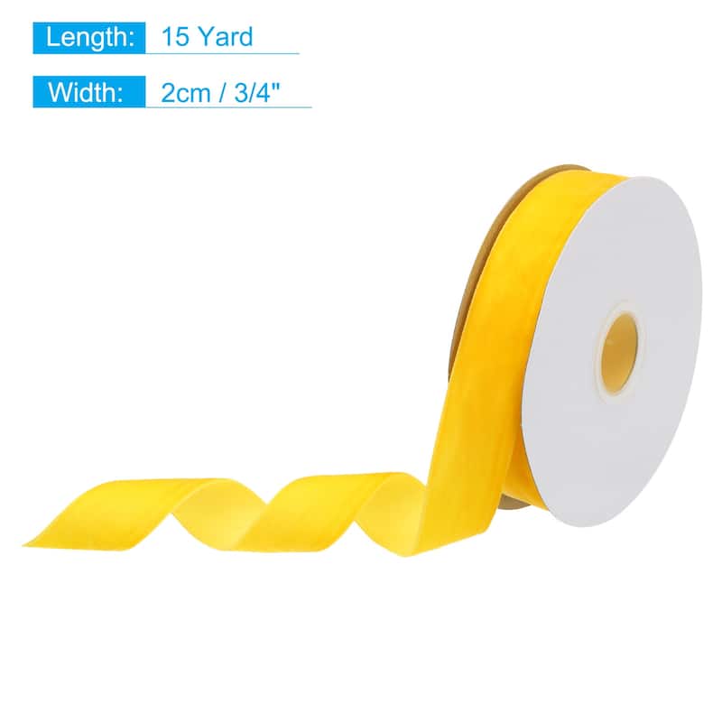 Velvet Ribbon Single Face Spool Silky for Gift Wrapping Bow Decoration - Yellow - 3/4 Inch x 15 Yard