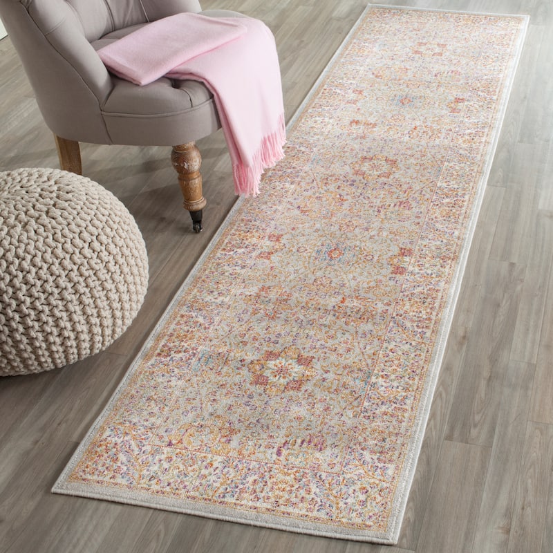 SAFAVIEH Sevilla Sudaba Traditional Oriental Viscose Rug - 2'2" x 8' Runner - Silver/Ivory