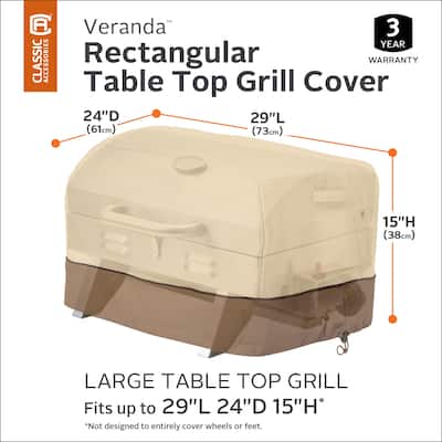 Classic Accessories Veranda Water-Resistant 29 Inch Rectangular Table Top Grill Cover