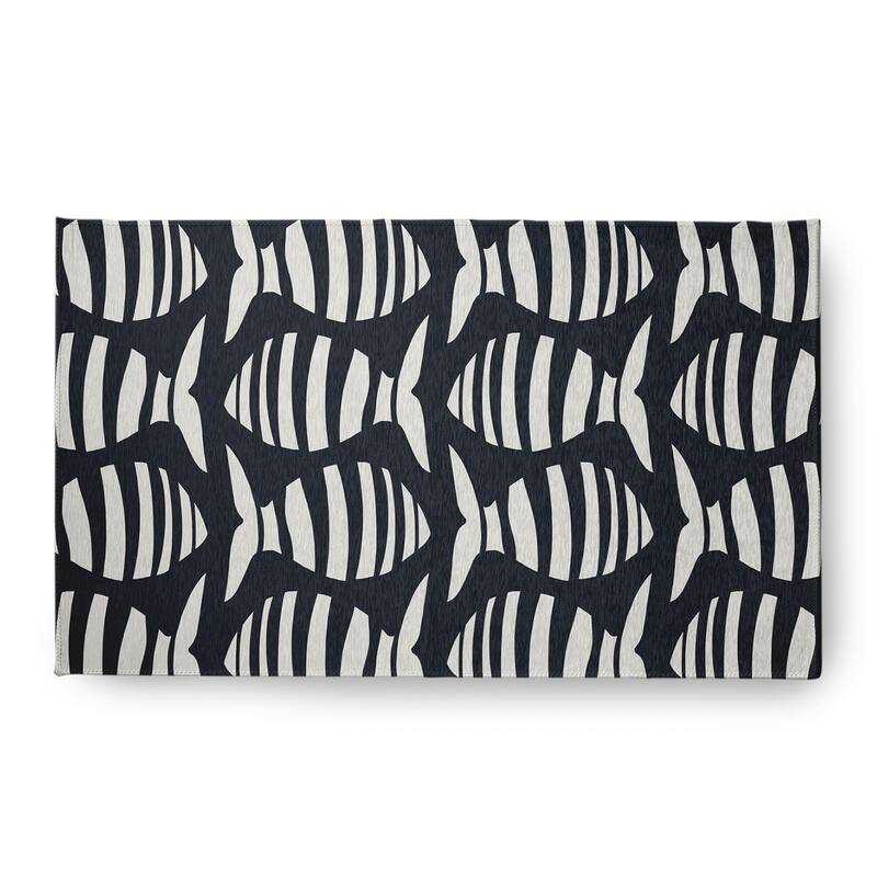 Swimming School Nautical Chenille Rug - Shark Blue - 18" x 30"