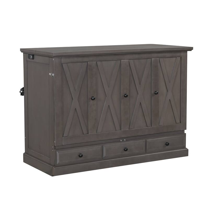 Wood Murphy Bed Chest Cube Cabinet Bed