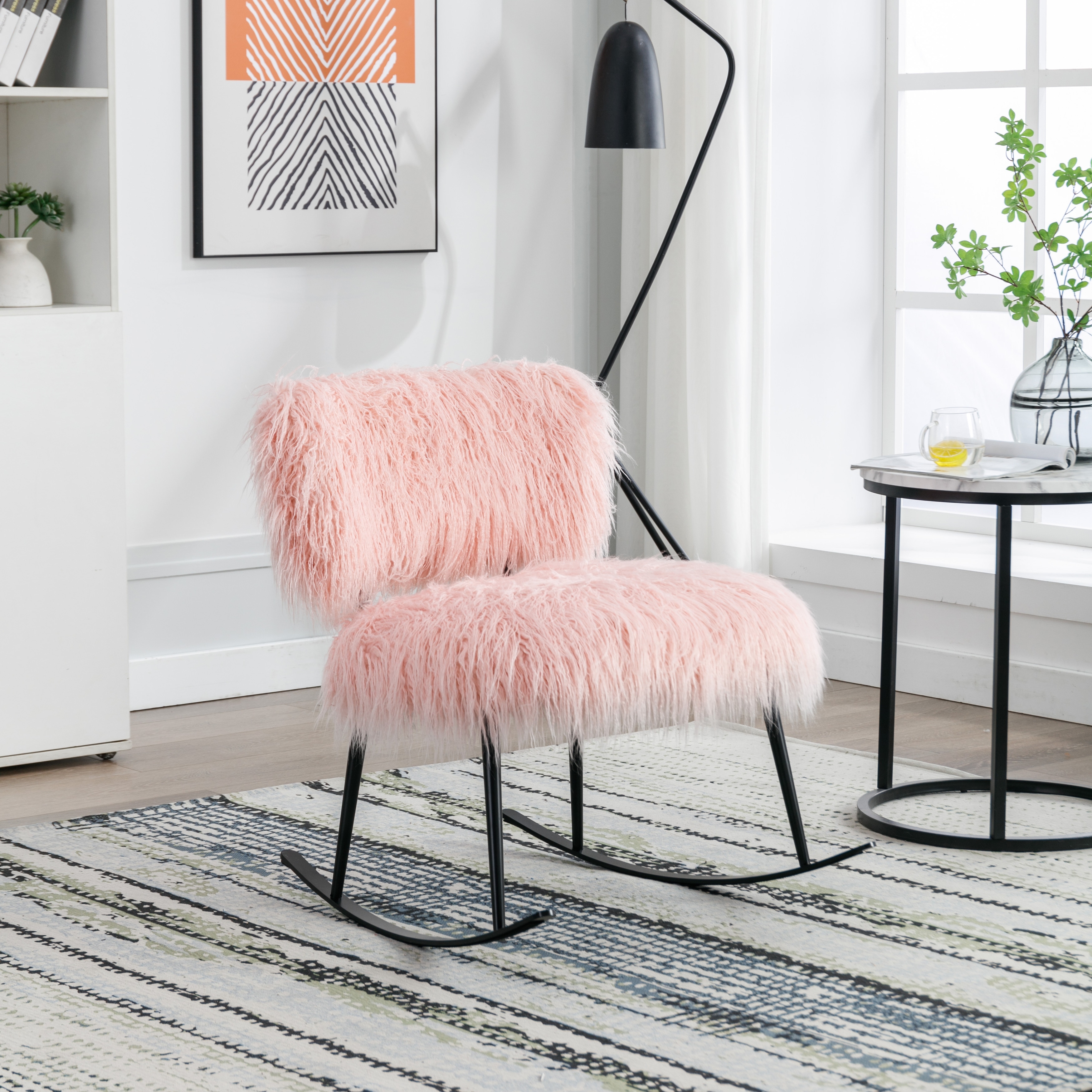 Comfy Mid Century Modern Chair Rocking Chair Vanity Stool for