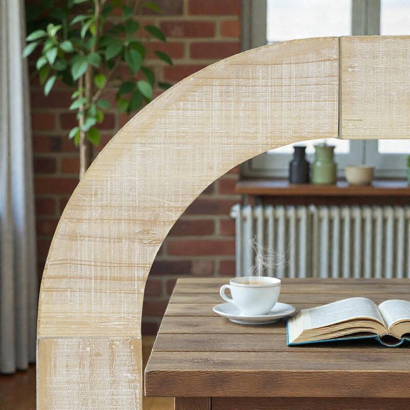 52 Inch Wood Console Table with Curved Edge, Rustic Cedar Veneer Entryway Table with Sled Base for Living Room