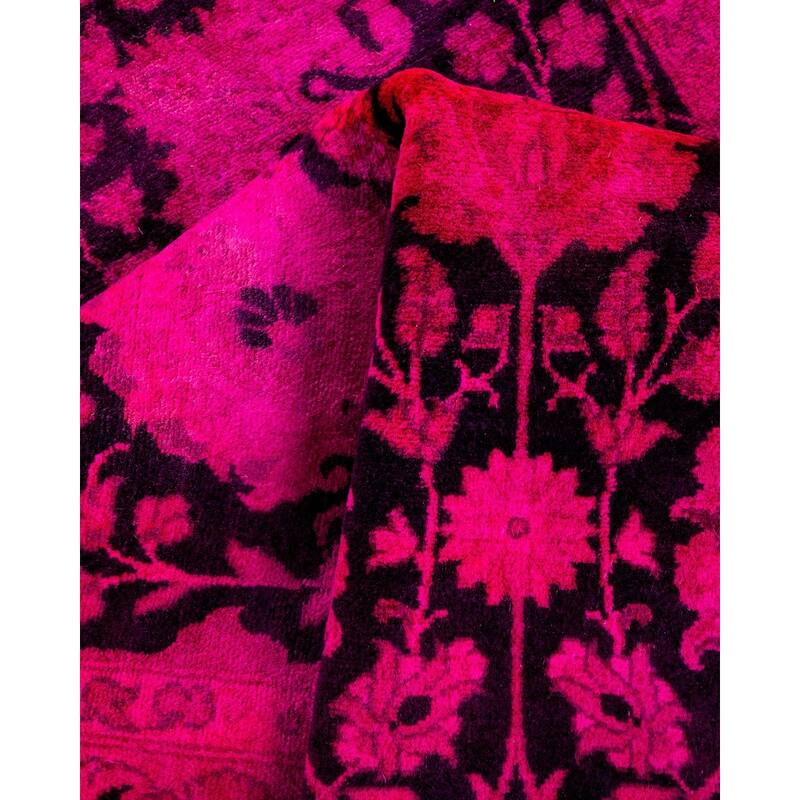 Overton Hand Knotted Wool Vintage Inspired Modern Contemporary Overdyed Pink Runner Rug - 3' 1" x 11' 0"