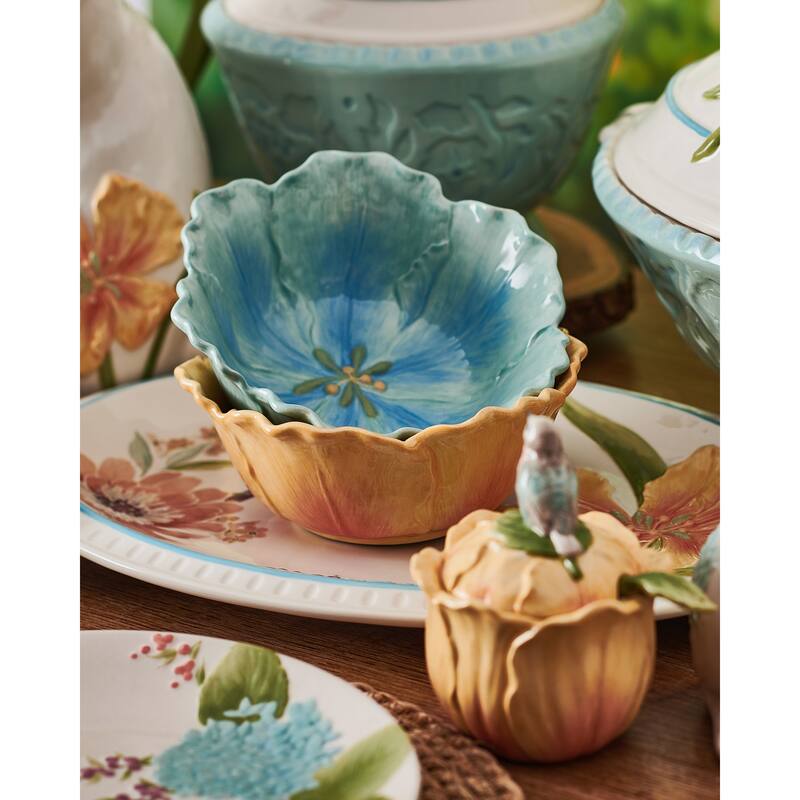 Fitz and Floyd Meadow Condiment Jar and Spoon Set