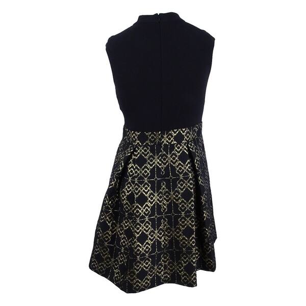 Shop Vince Camuto Women S Choker Neck Jacquard Fit Flare Dress