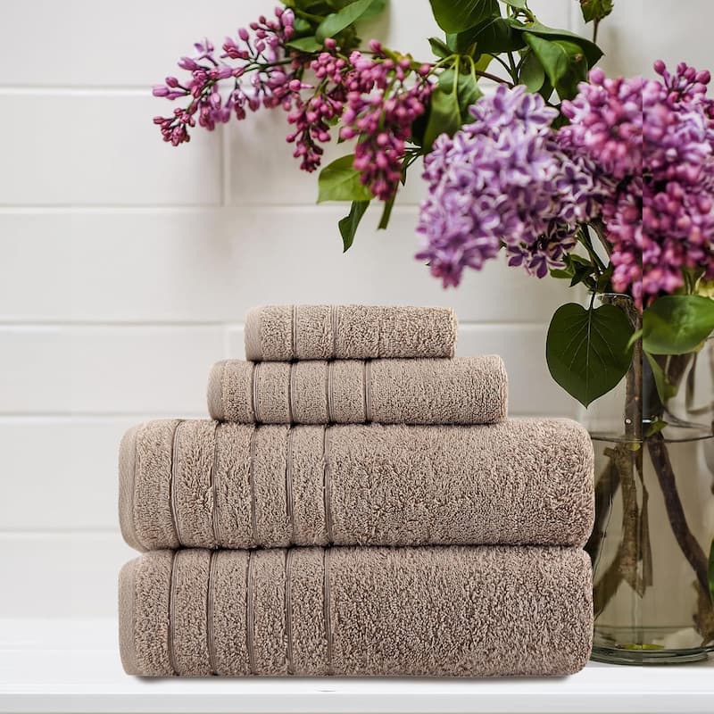 Classic Turkish Towels 4 Piece Cotton Towel Set, Absorbent Hotel & Spa