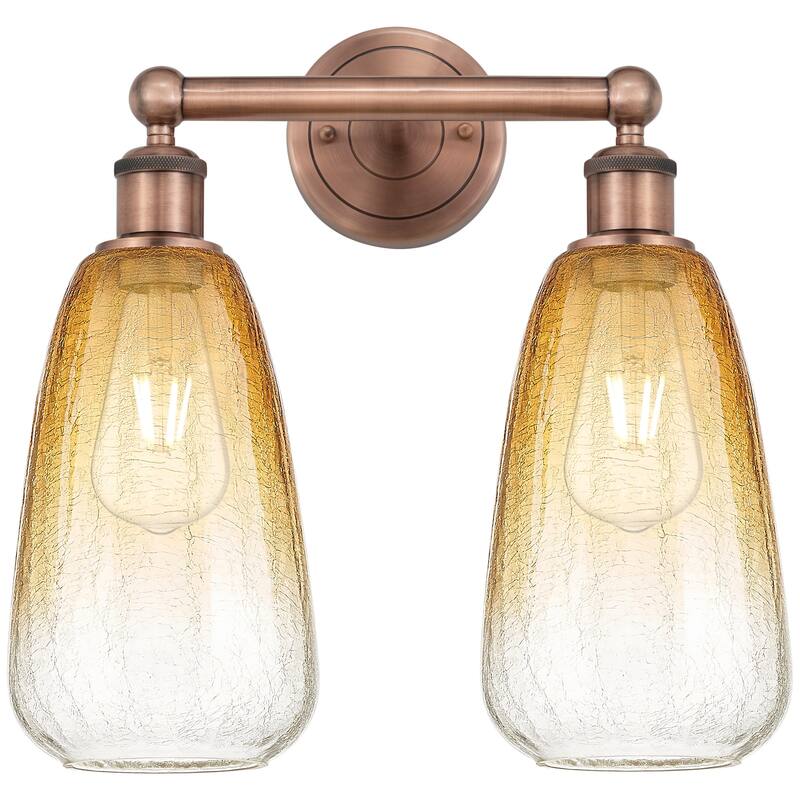 Innovations Lighting 616-2W-16-15 Brookhaven Almond Vanity Brookhaven - Antique Copper / Amber